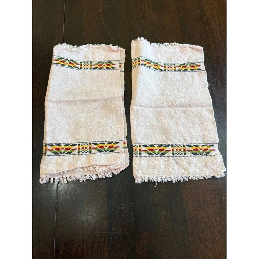 2 Southwest Aztec Napkins  with Colorful Trim